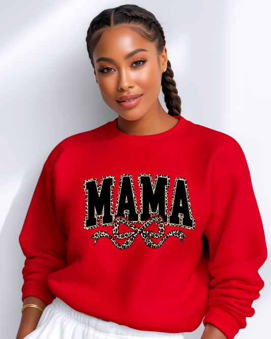 MAMA Leopard Bow Sweatshirt