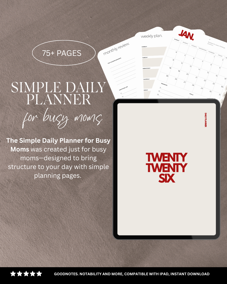 The Simple Daily Planner for Busy Moms | Fully Hyperlinked |Instant Digital Download